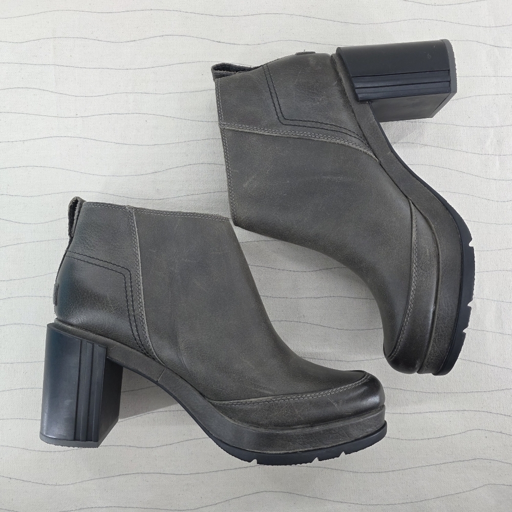 Sorel Womens Blake Bootie Quarry Gray Leather Zip Boots Heels NL3301-052 Size 9 - Picture 9 of 14